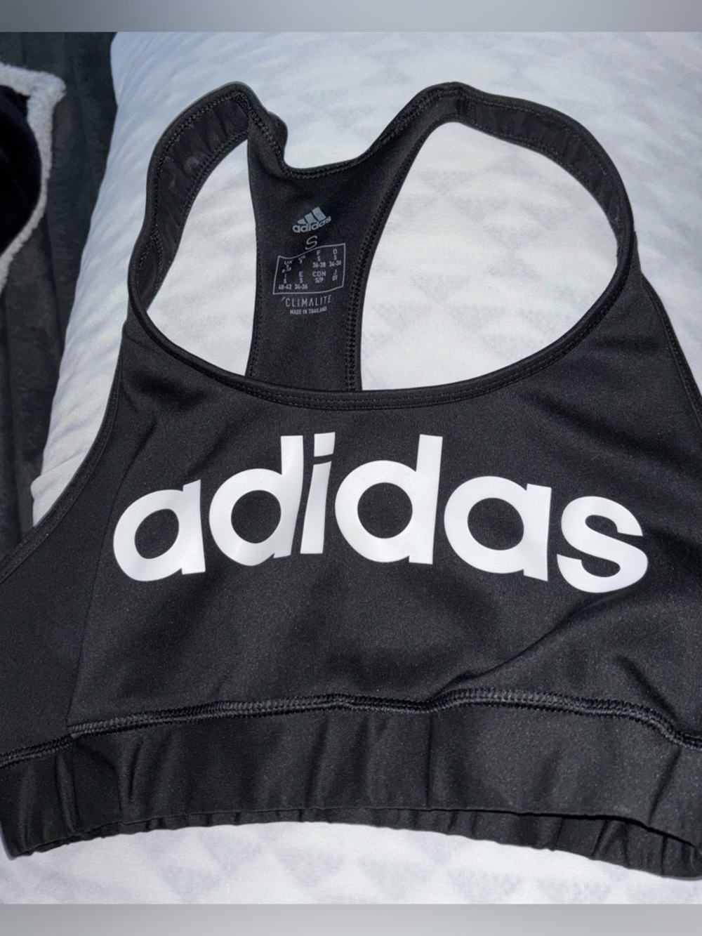 adidas Black Sports Bra with White Logo Racerback